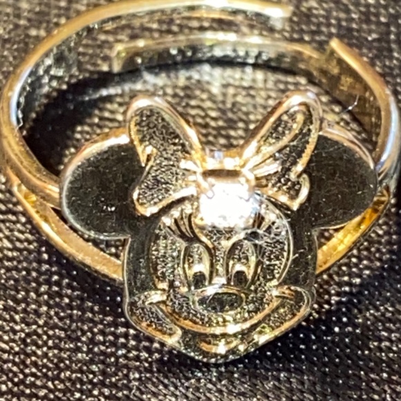 Vintage Y2K 2000 90s 22K Gold Plate Disney Minnie Mouse Gold Crystal Ring Size 6 - Picture 4 of 14